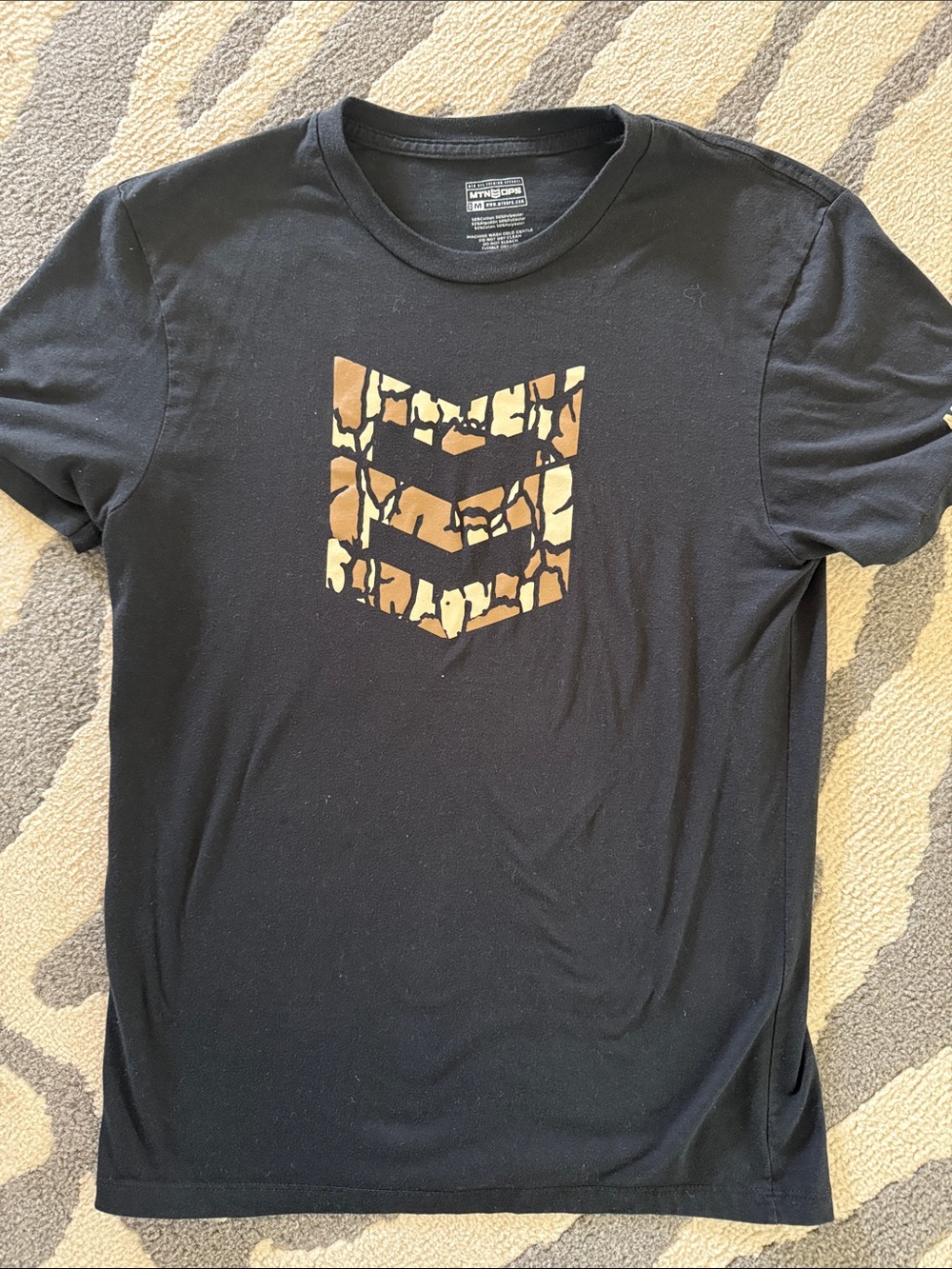 Black Graphic Tee with Gold Chevron Print - Athletic Works